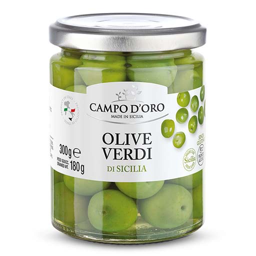 Grüne Oliven aus Sizilien, Villa Reale, Sizilien
