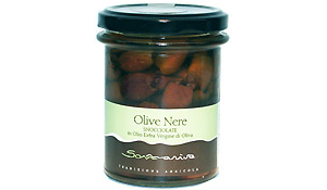 Schwarze Ligurische Oliven entsteint 180g, Antico Frantoio Sommariva, Liguria
